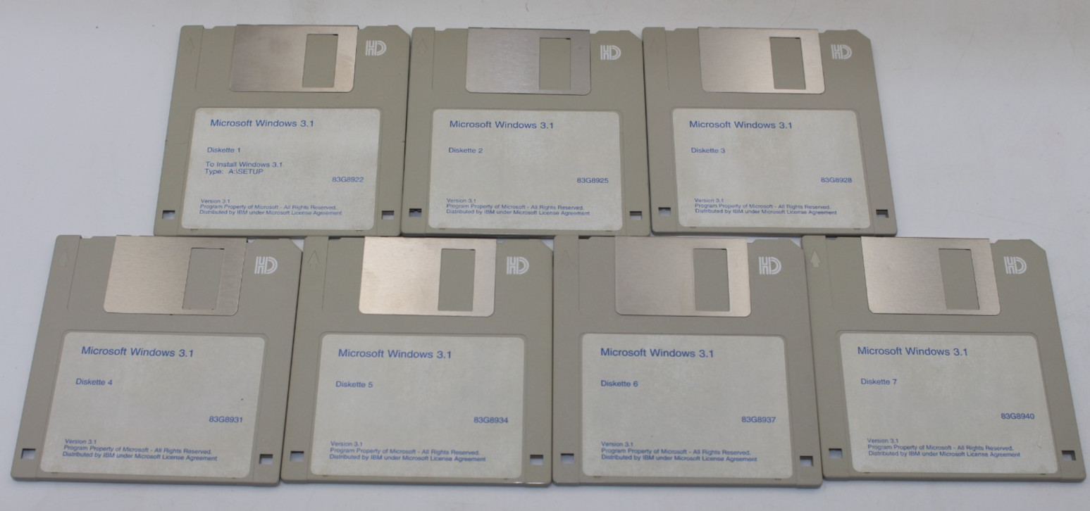 Microsoft Windows 3.1 OS – 3.5″ Floppy Boot Disks – (disk 1-7)