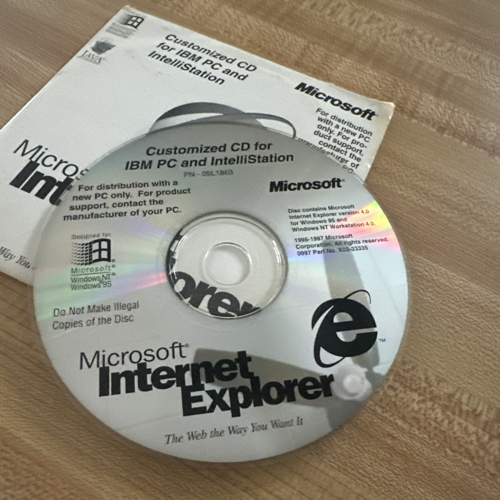 Microsoft Internet Explorer 4.0 CD-ROM For Windows NT + Windows 95 IBM ThinkPad