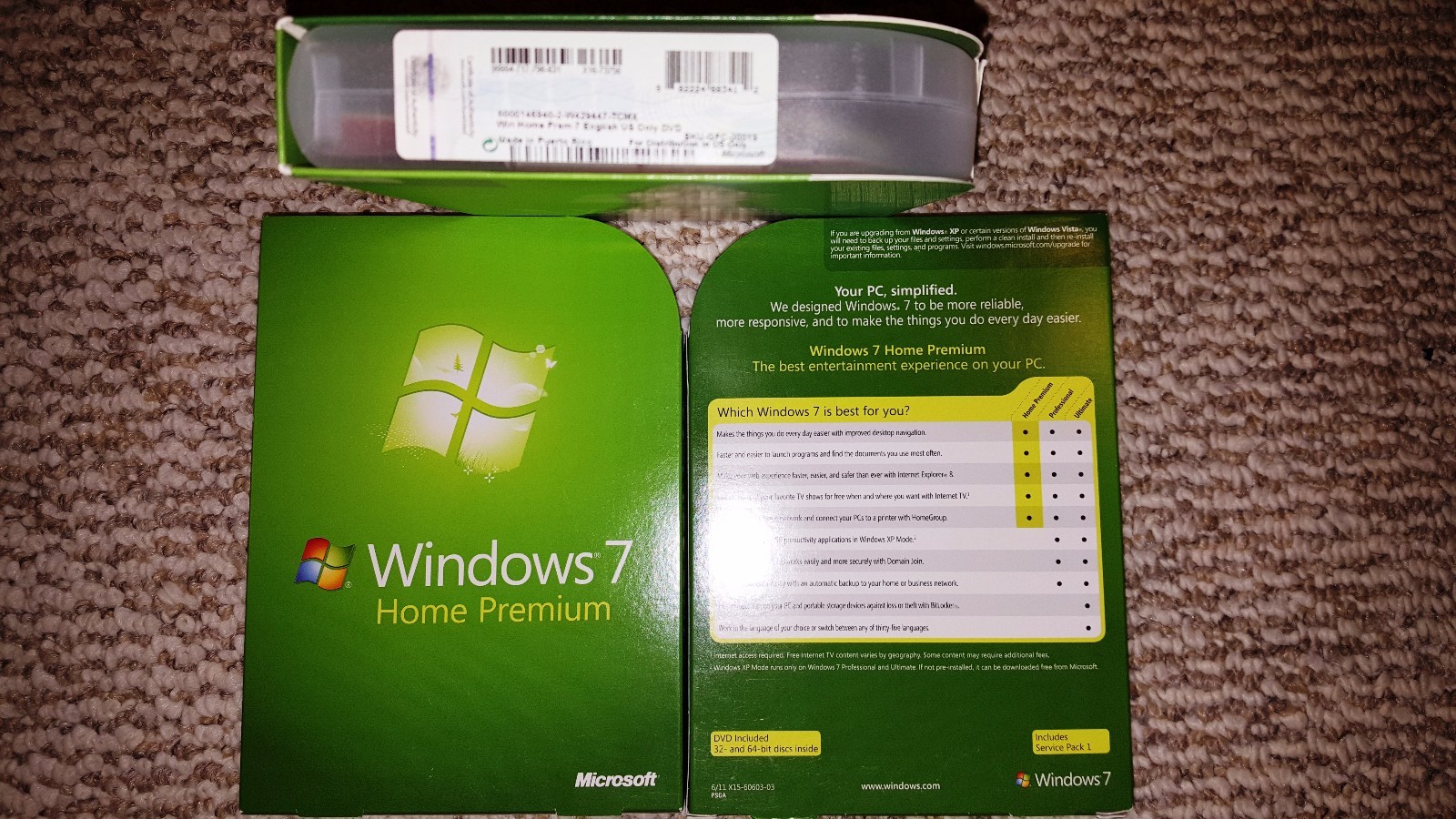 Microsoft Windows 7 Home Premium,SKU GFC-00019,Sealed Retail Box,32-bit,64-bit