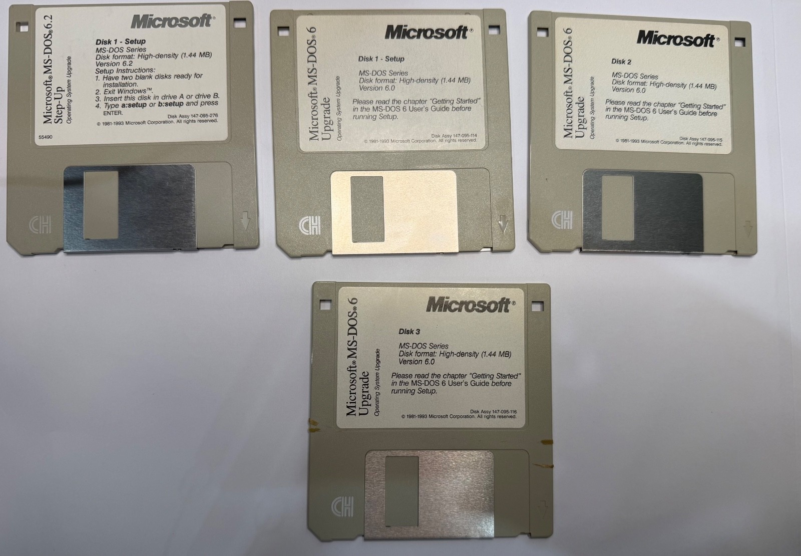 Microsoft Corporation MS DOS 6.2 Upgrade 3.5 Floppy 4 Disks Vintage