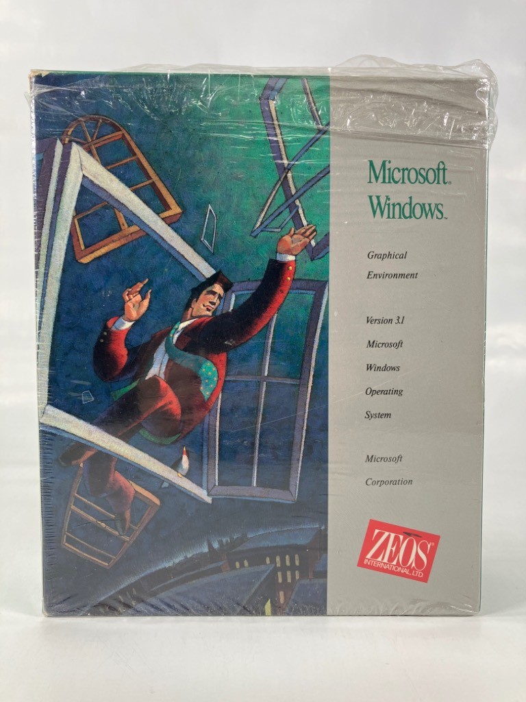 1990 Microsoft Windows 3.1 Zeos International Edition 3.5″ Disks+Manuals in Box