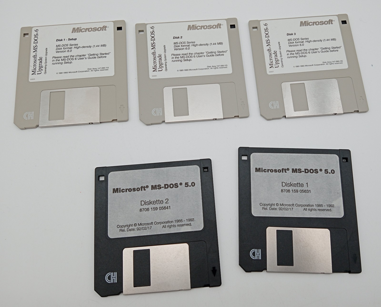 Microsoft MS-DOS 6.0 Upgrade & MS-DOS 5 .0 Operating System 3.5″ Disk vtg LOT