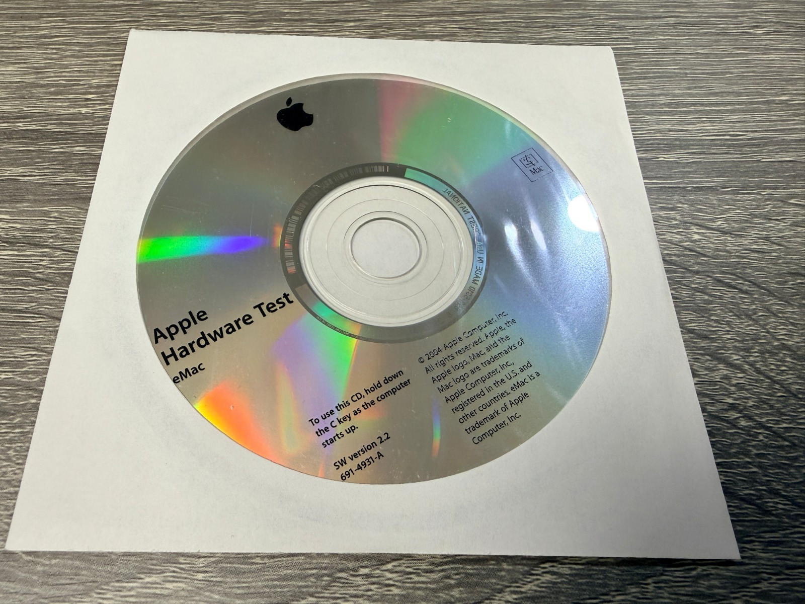 Apple Hardware Test Software CD Disc for eMac SW Version 2.2