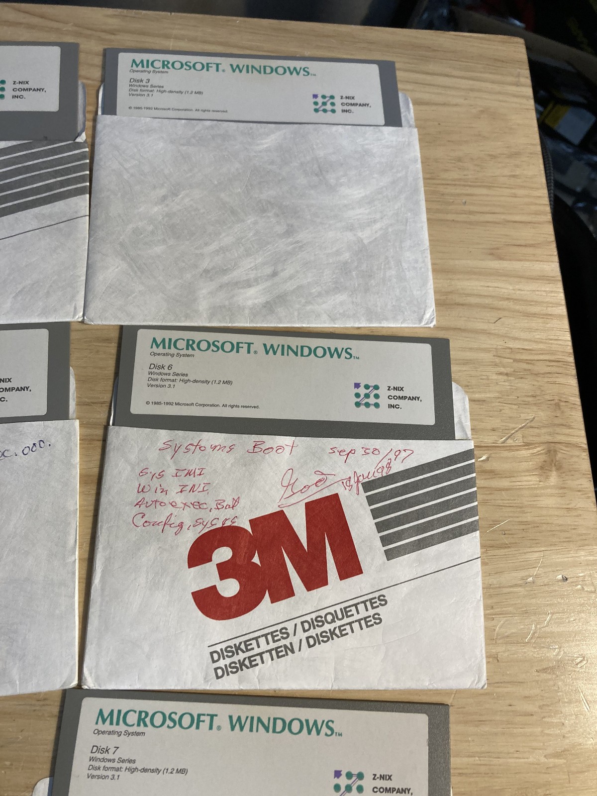 Microsoft Windows 3.1 5.25in Floppy Set Disks 1 to 7 1.2MB HD Z Nix OEM