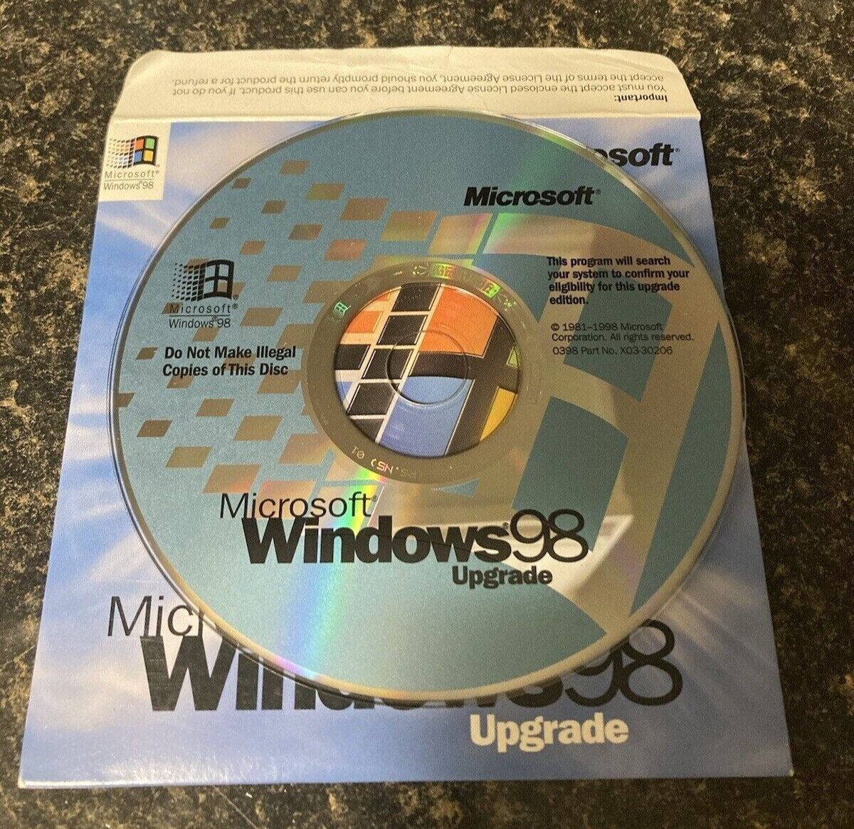 Microsoft Windows 98 Upgrade w/Key&Manual