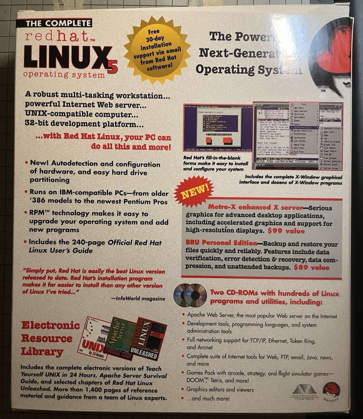 Red Hat Linux 5 Complete Big Box • 2 CDs, Floppies, Inserts • 1997 Retail