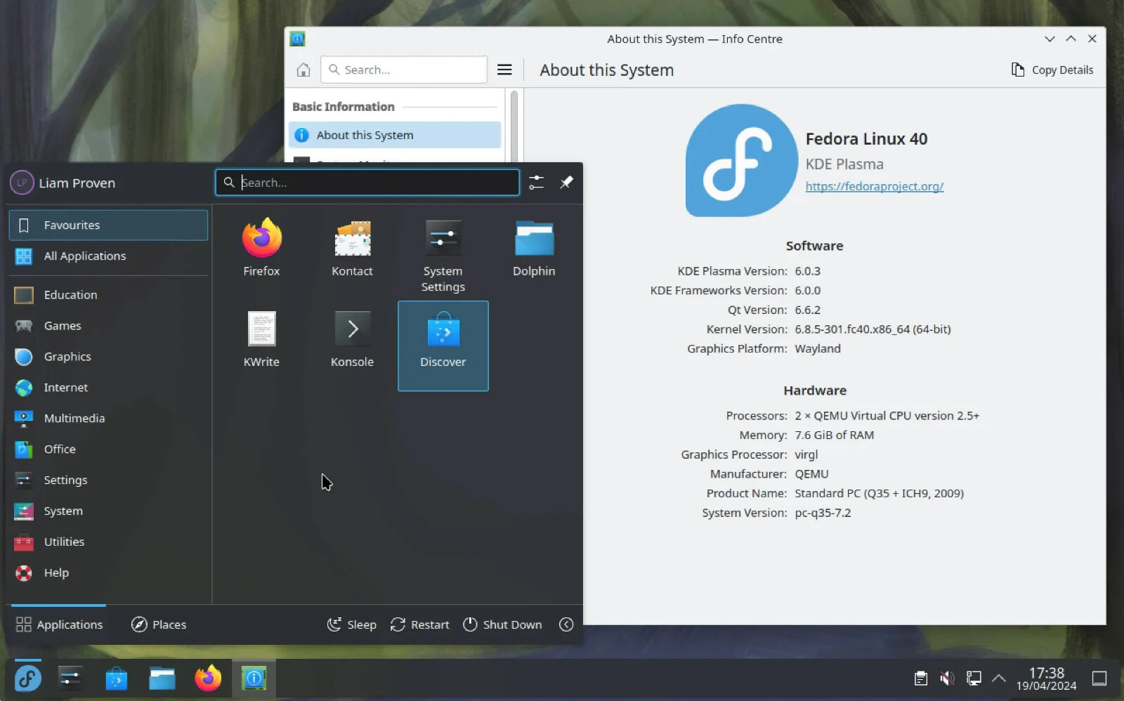 Fedora 40 64bit Fast USB 3.0 Drive w/KDE Plasma Spin Bootable Full Feature OS