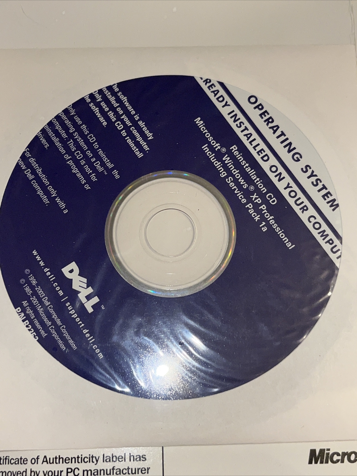 Dell / Windows XP Pro 2002 CD Reinstallation Disk Service Pack 1a ~ Professional