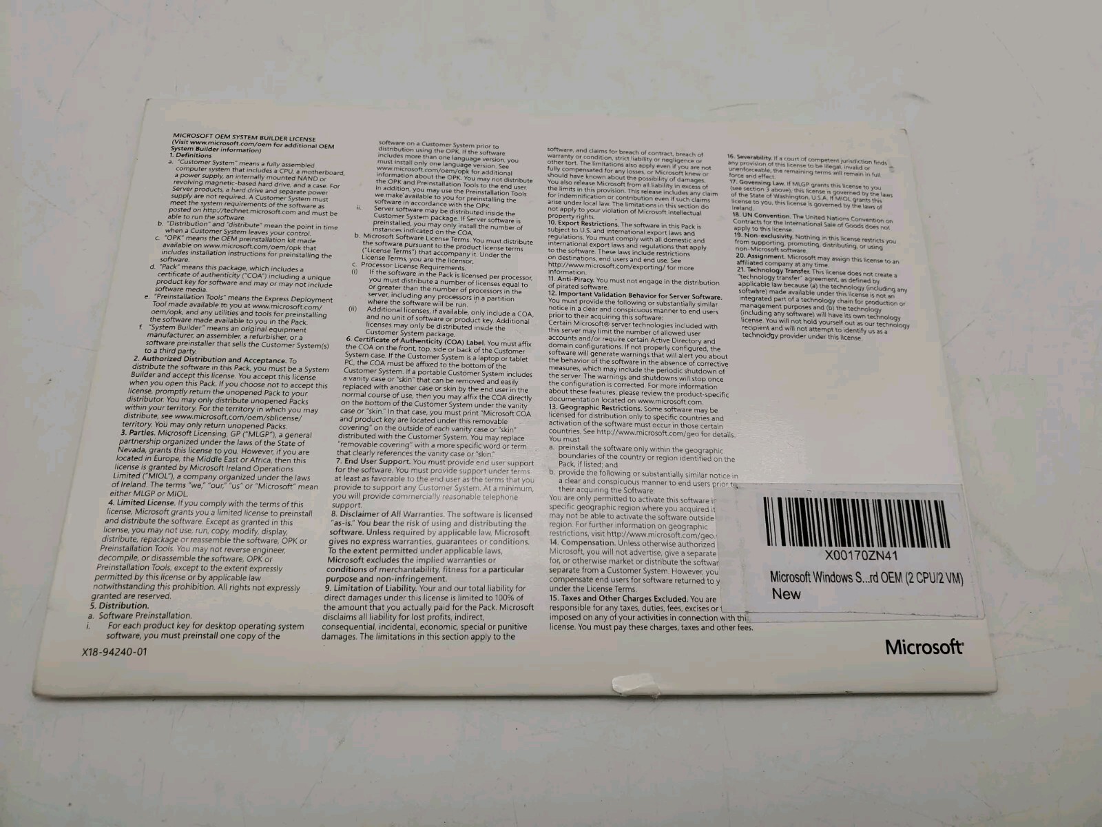 Microsoft Windows SVR STD 2012 x64 English Software DVD 2CPU/2VM