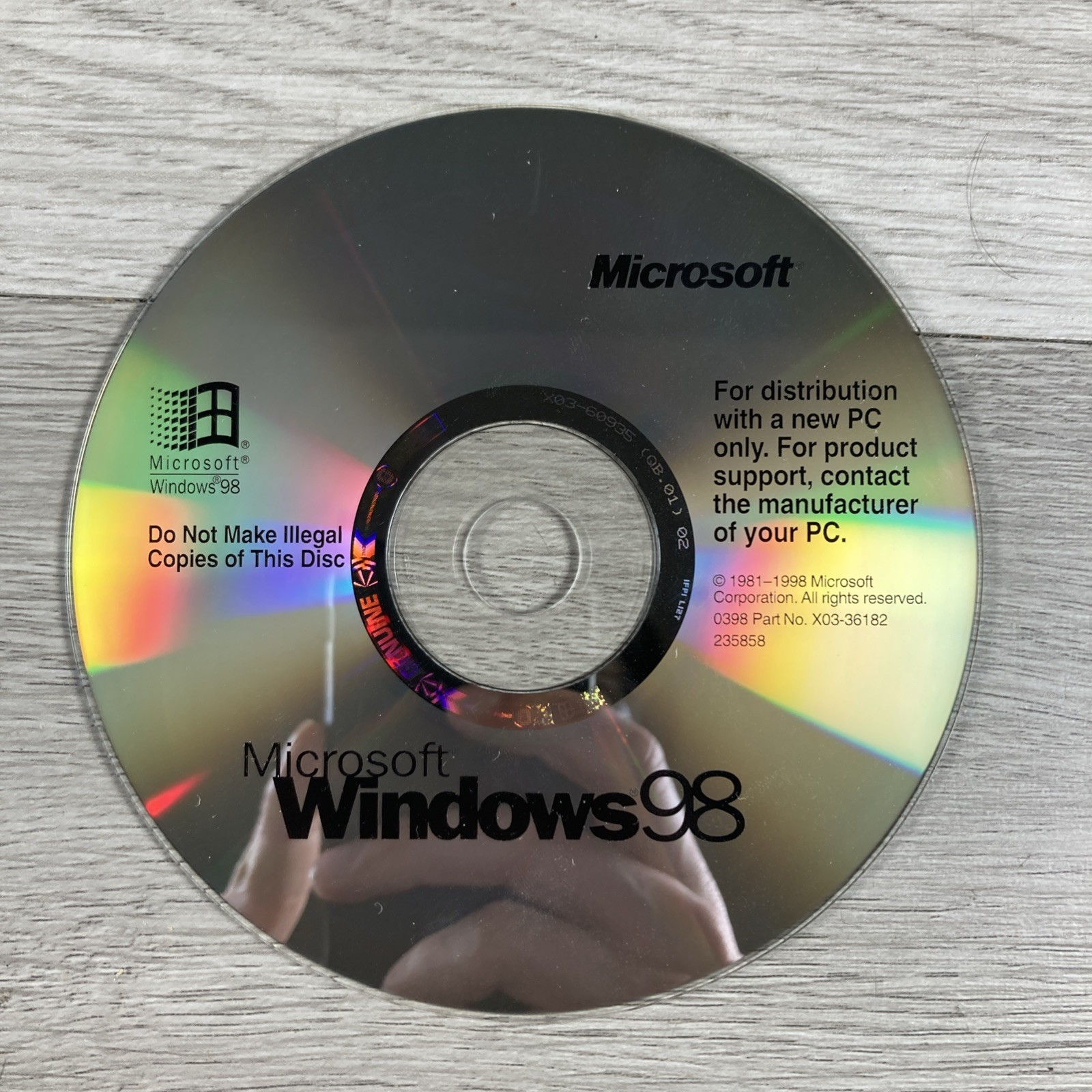 Microsoft Windows 98 Installation CD ROM Disc Only OEM PC No Key