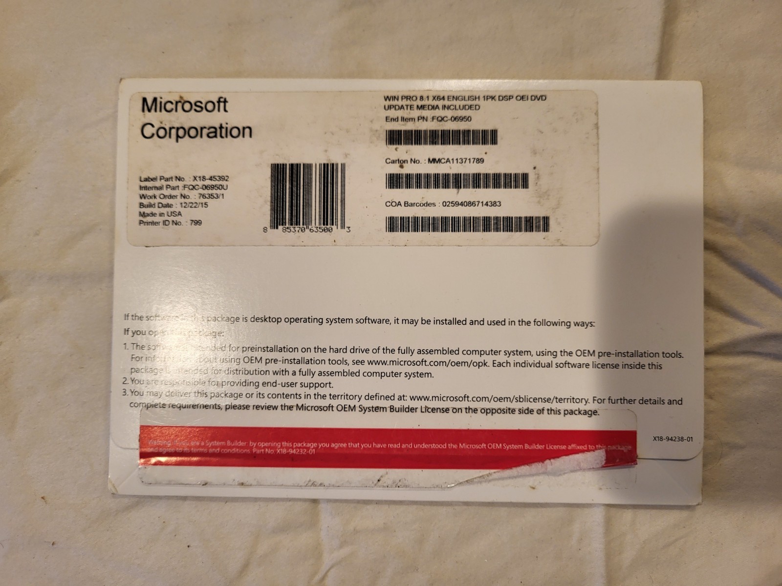 Microsoft Windows 8.1 Pro x64 English 1PK DSP OEI DVD