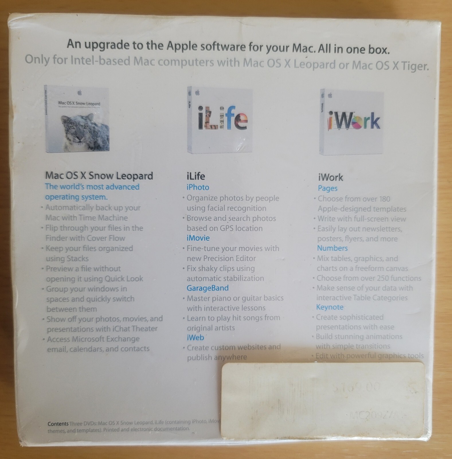SEALED NEW Apple Mac Box Set Includes Mac OS X Snow Leopard iLife iWork MC209Z/A