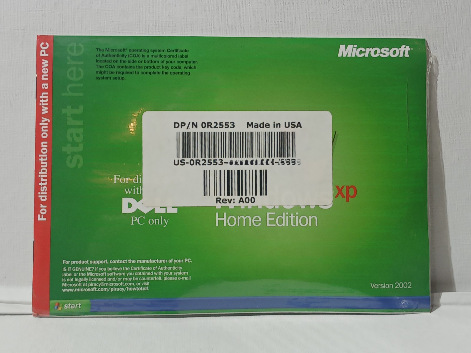 Microsoft Windows XP Home Edition- Dell Reinstallation CD R2490 Factory Sealed