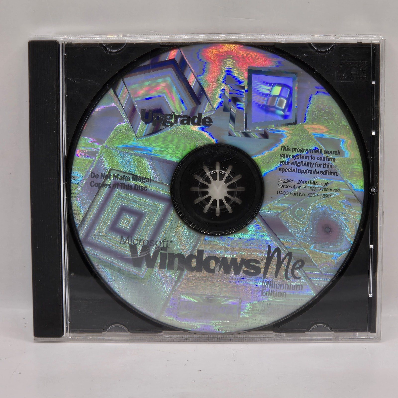 Microsoft Windows ME Millennium Edition Upgrade CD With Product Key & Disk Case