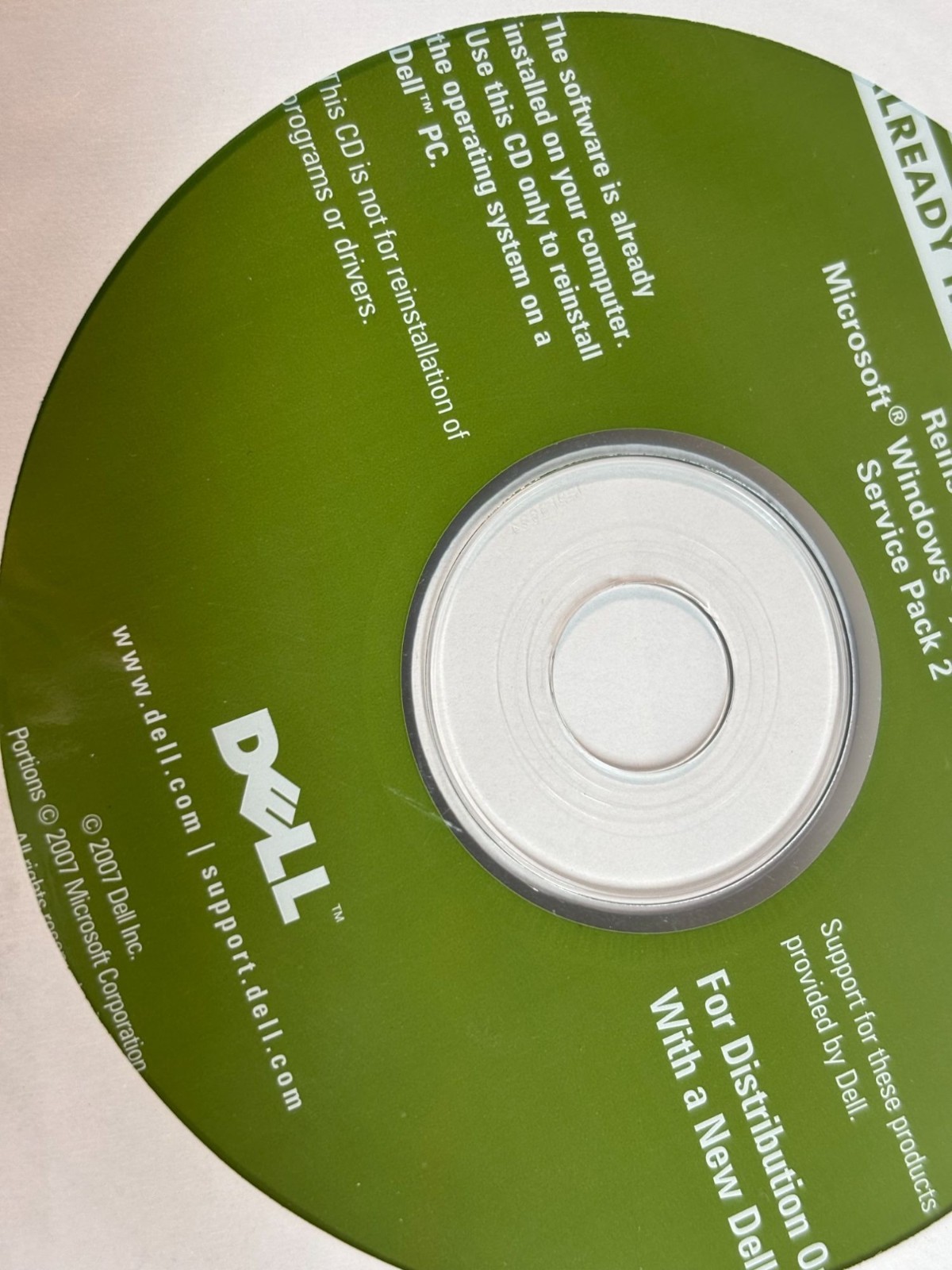 Microsoft Windows XP Professional SP2 Dell Reinstallation CD