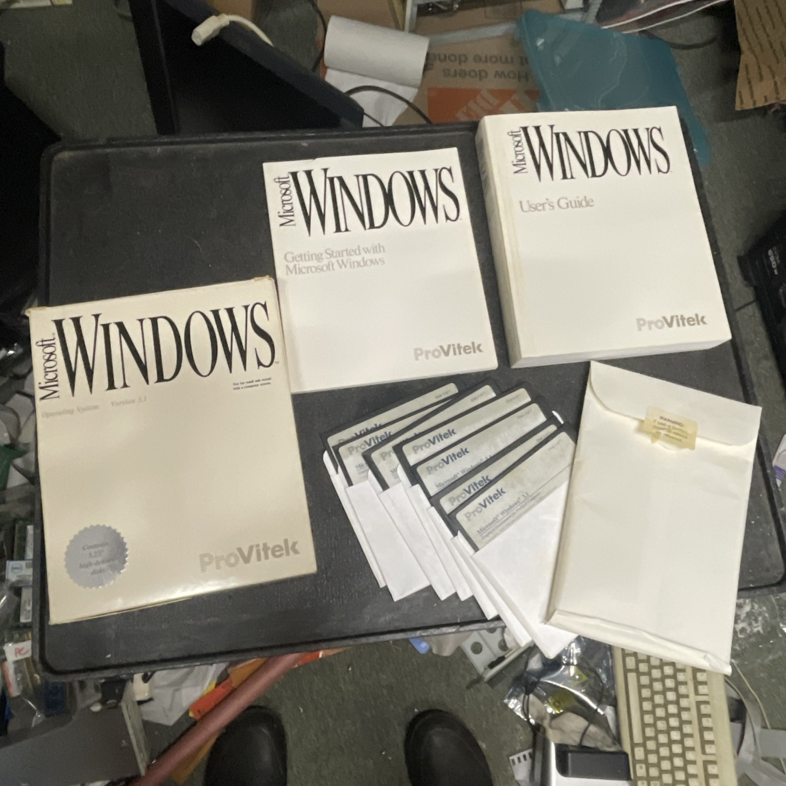 Microsoft Windows 3.1 Operating System 5.25″ Floppy Diskettes Big Box ProVitek
