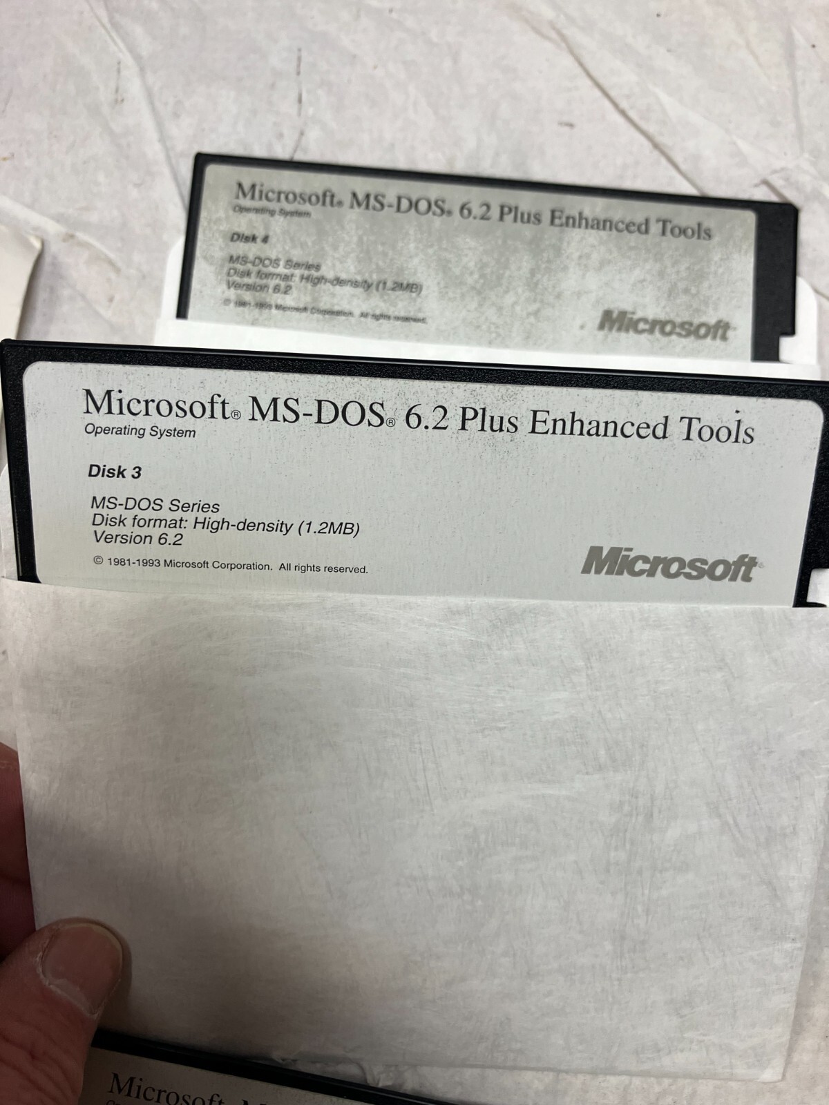 Microsoft MS-DOS 6.2 OS Plus Enhanced Tools 5.25″ Floppy Disks 1-4