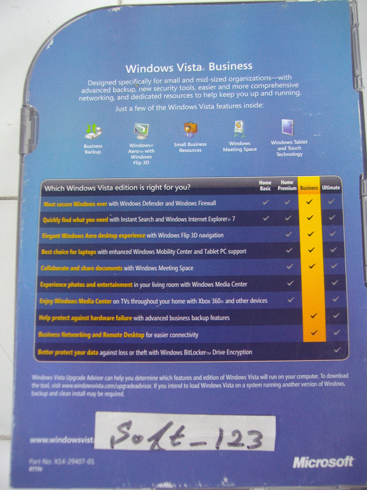 Microsoft Windows Vista Business Full MS WIN 32 Bit DVD =NEW SEALED RETAIL BOX=