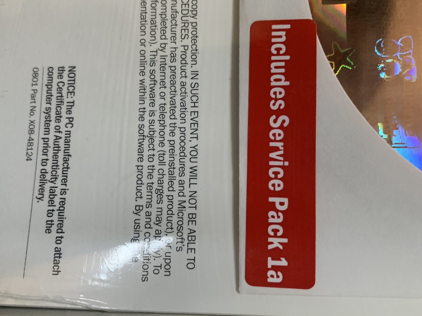 Microsoft Windows XP Professional CD Sealed NO PRODUCT KEY Version 2002 SP1