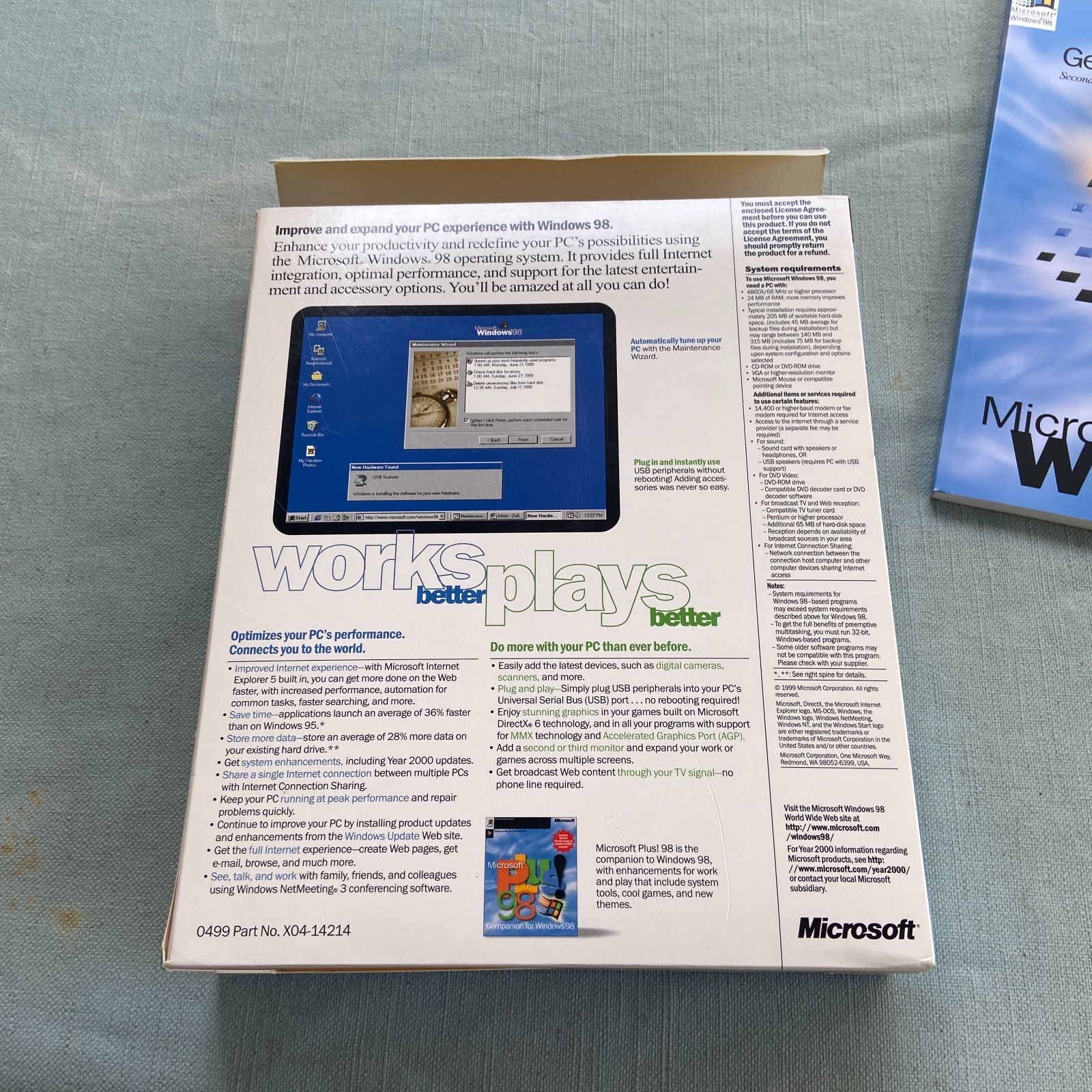Microsoft Windows 98 Second Edition SE Upgrade Original Sleeve Box Art Book Key