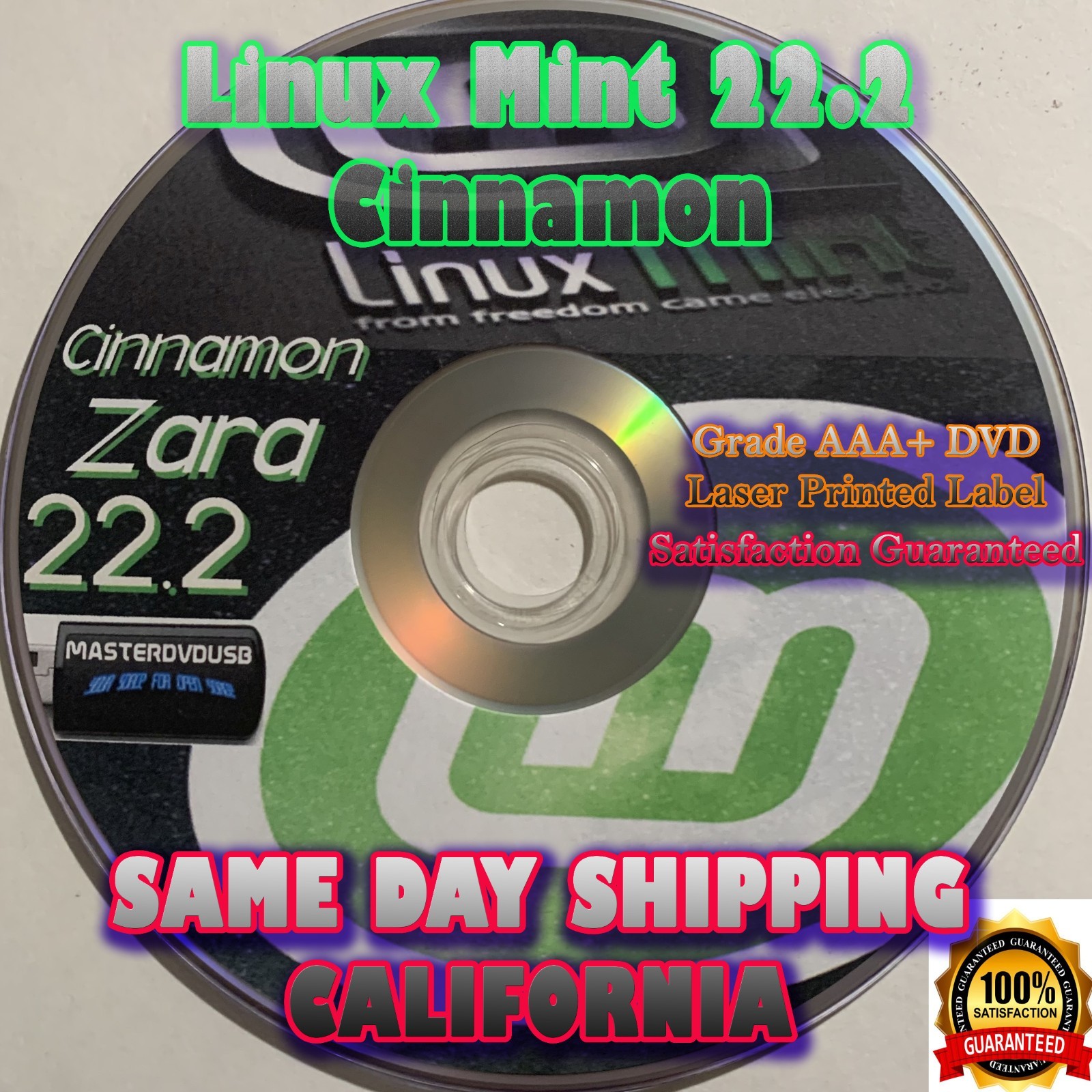 Linux Mint 22.2 “Zara” Cinnamon 64-Bit Bootable Live/Installer DVD – UEFI & BIOS