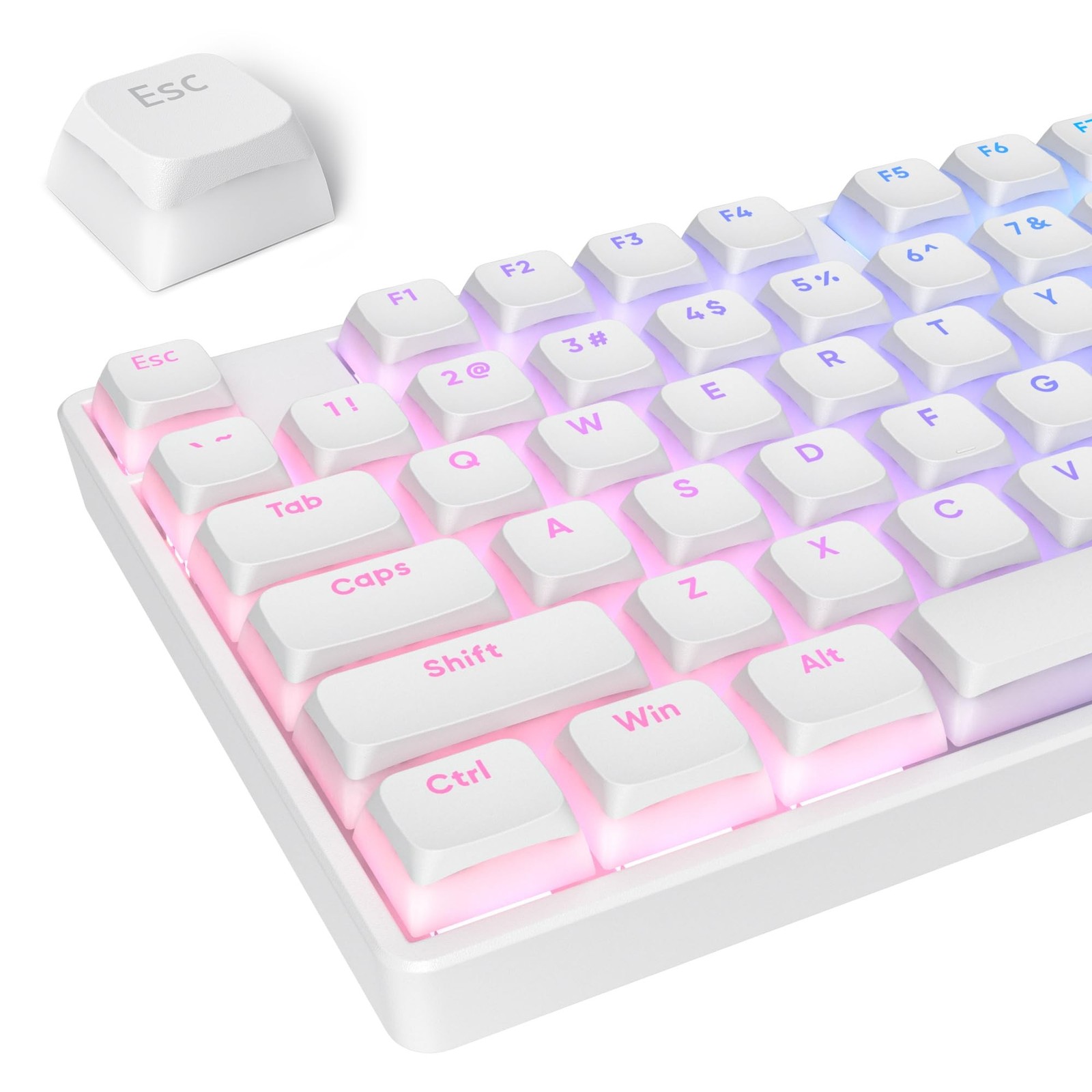 White Pudding PBT Keycaps, 117 Key XDA Profile Key caps, Custom Keyboard Keyc…