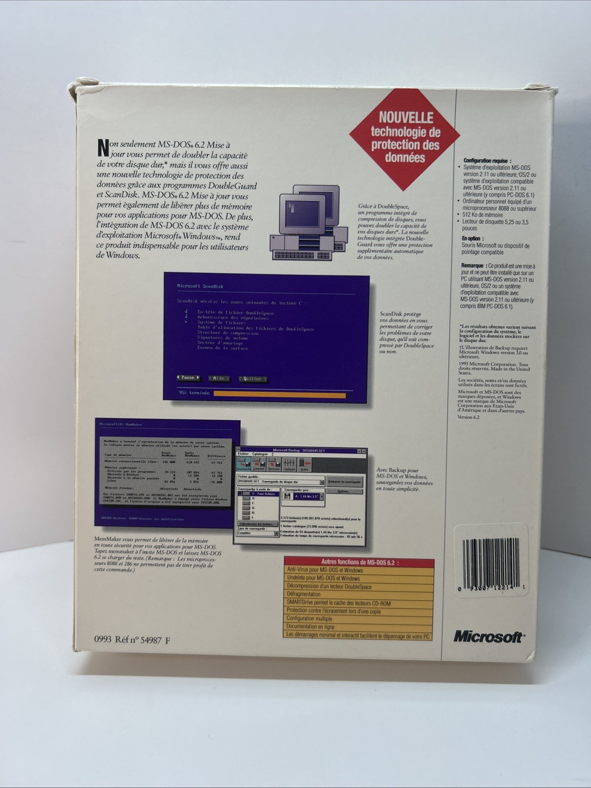 Microsoft MS-DOS 6.2 Upgrade – Big Box With 3.5″ disks – FRENCH