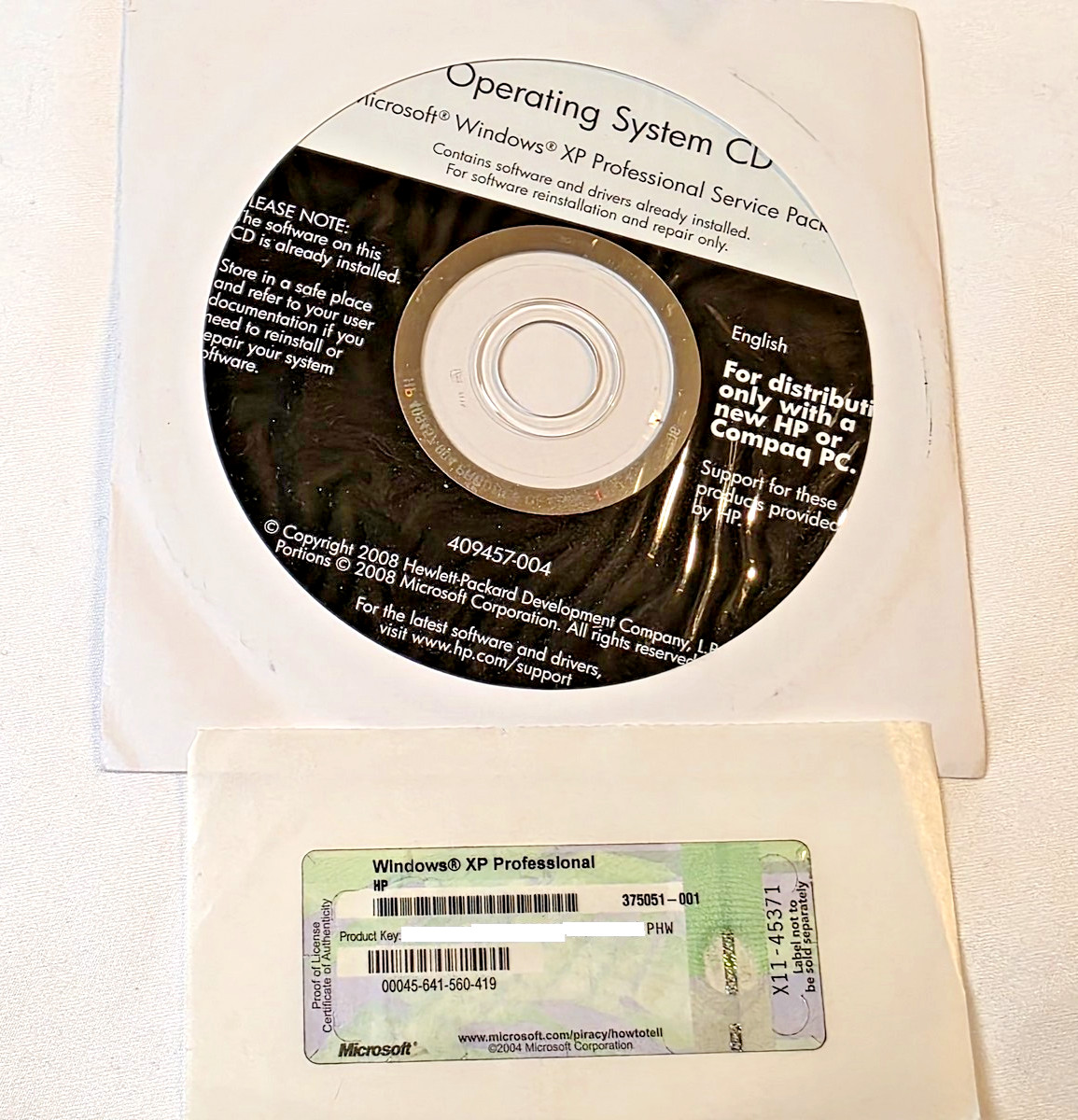 HP Compaq Windows XP Professional SP2 Service Pack 2 NEW w/ Product Code – PHW