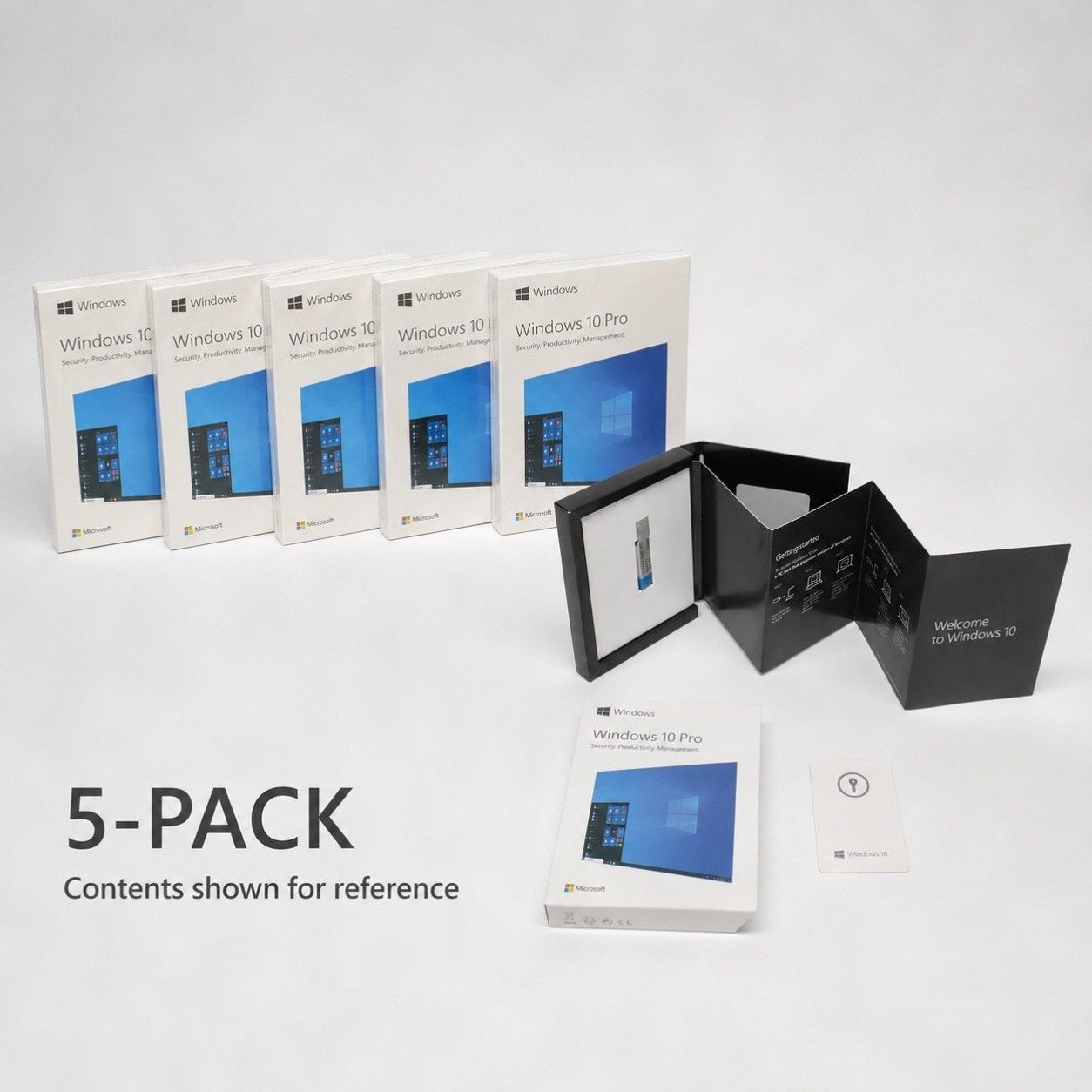 5-Pack Microsoft Windows 10 Pro Retail USB Installation Key New Sealed