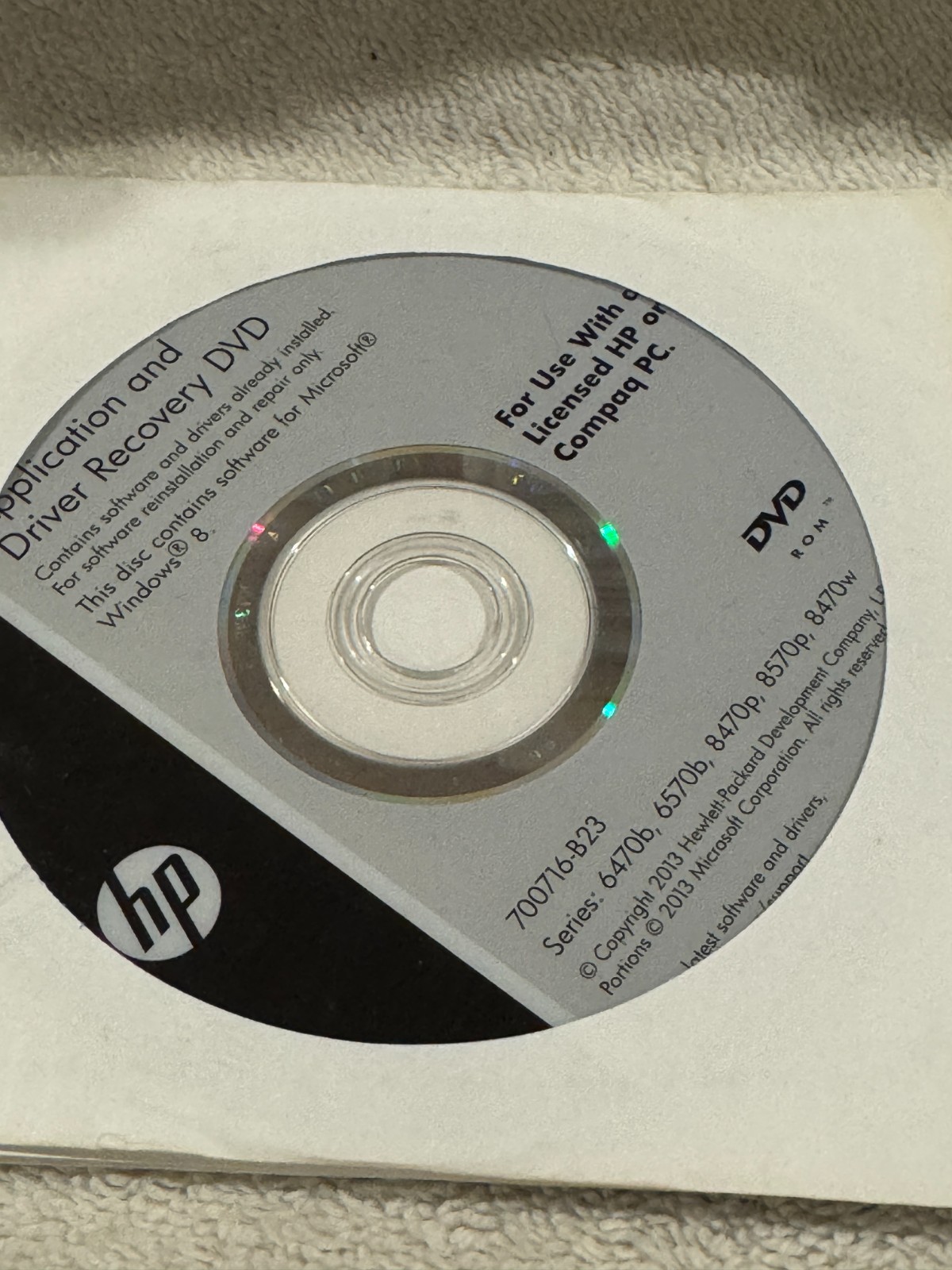HP Driver Recovery Windows 8 Series 6470b, 6570b, 8470p—SEALED!!!