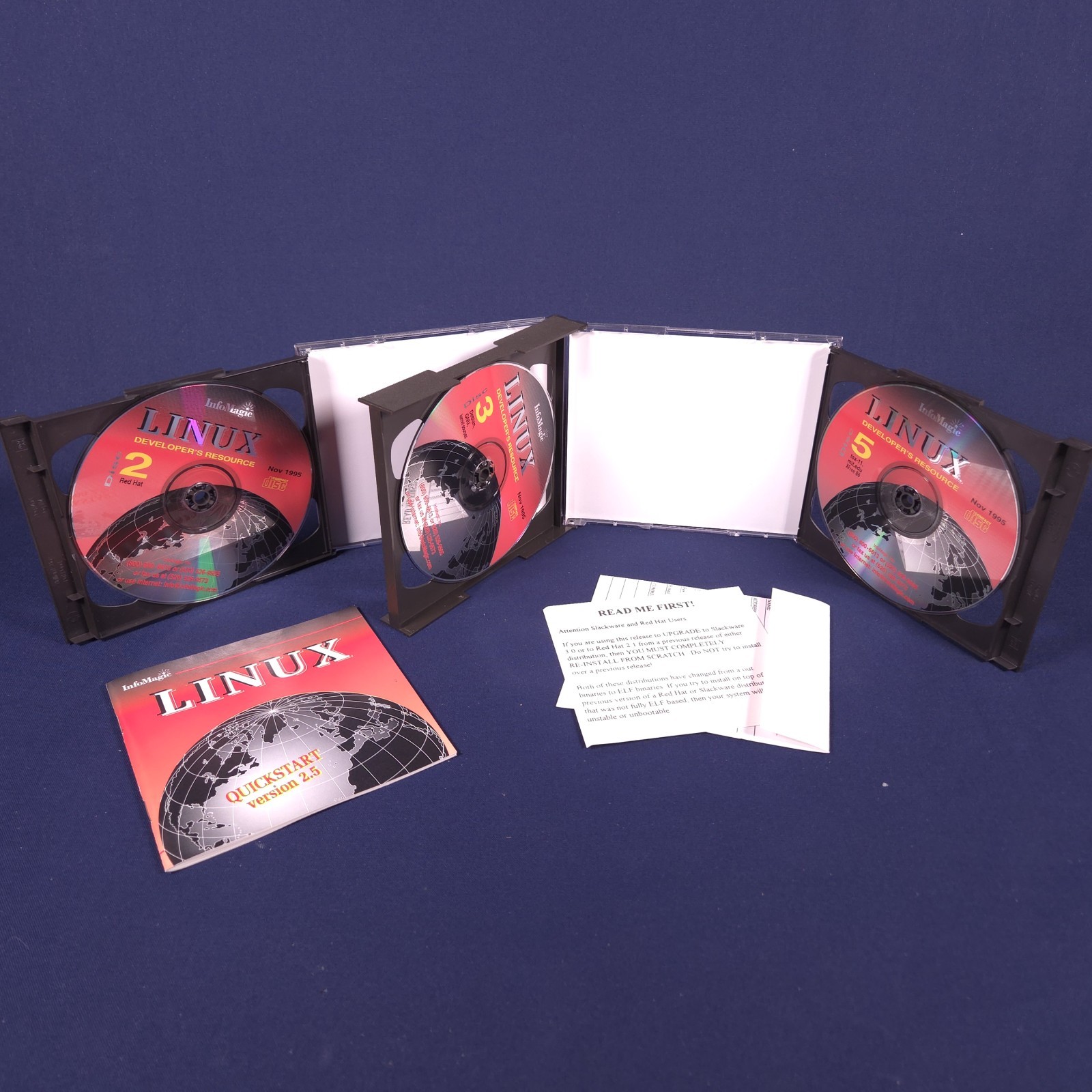 Linux Developer’s Resource (5-CD ROM Set, 1995) Slackware 3.0 Red Hat Debian