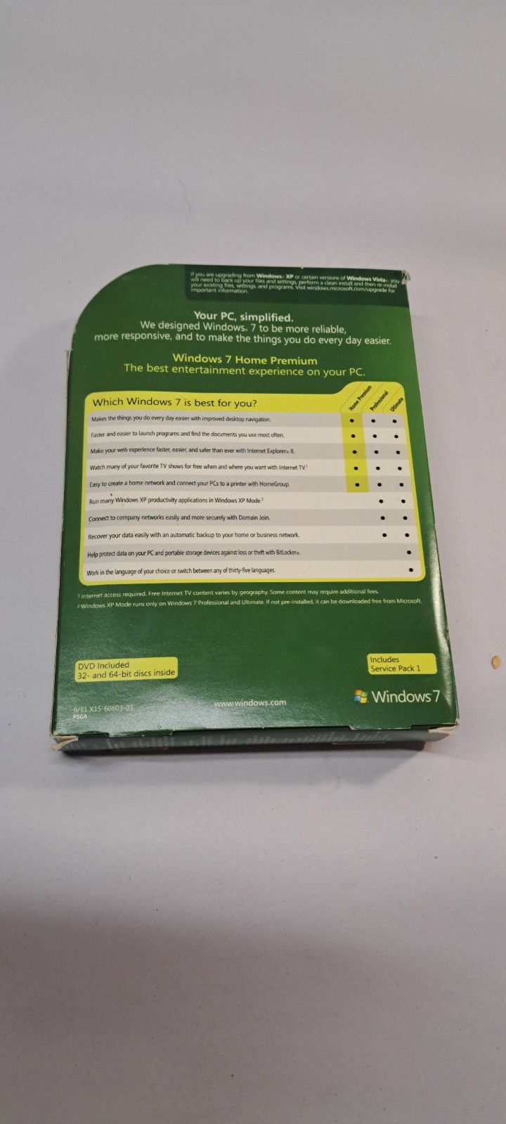 Microsoft Windows 7 Home Premium Standard DVD English GFC-00019