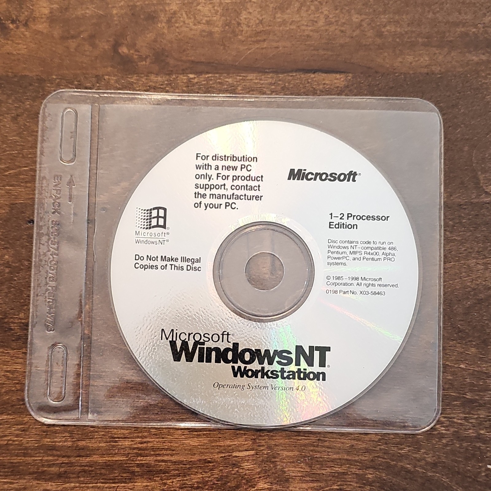 Microsoft Windows NT Workstation Version 4.0 1-2 Processor Edition CD English
