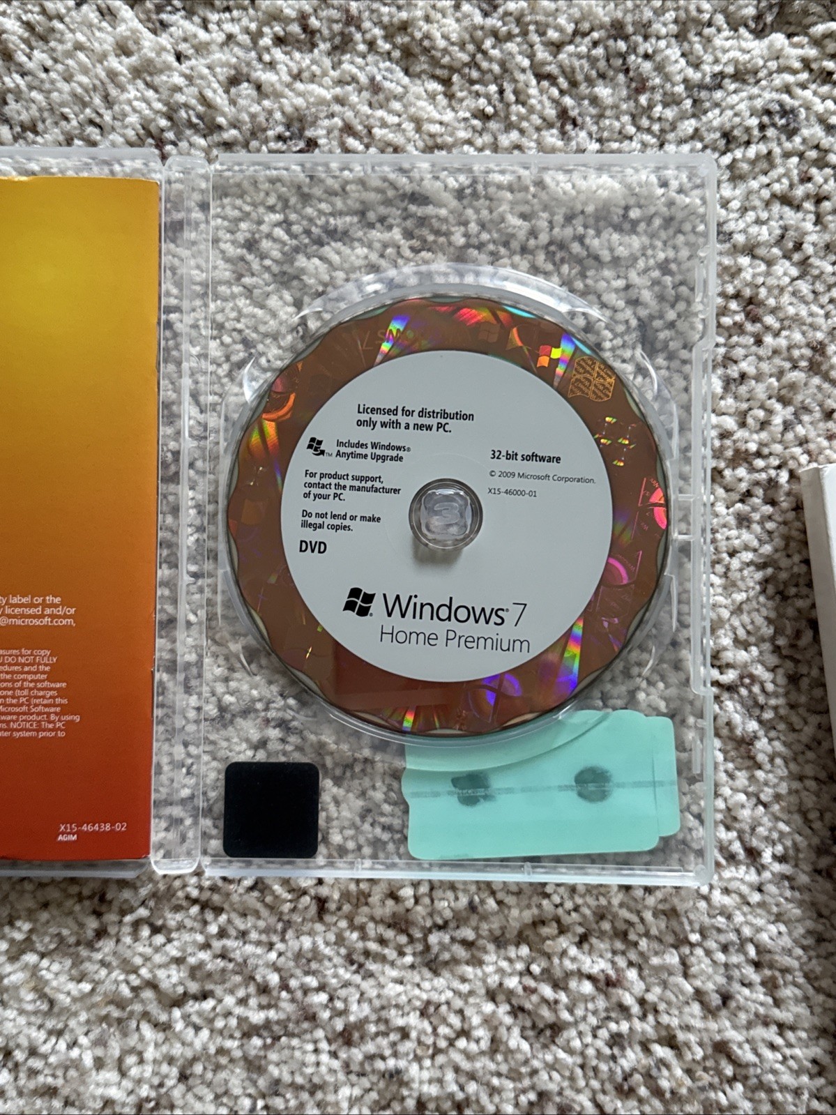 Windows 7 ~ Home Premium – 32 bit Full Version w/ Product Key – Used Once