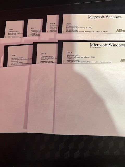 Microsoft Windows 3.1 5.25in Floppy Set Disks 1 to 7 1