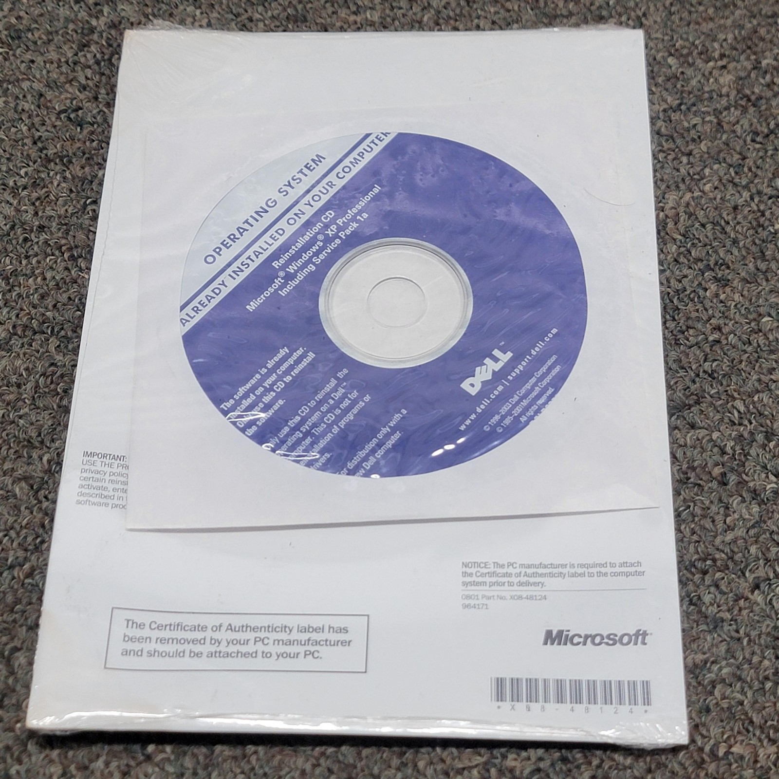 Vintage 2002 Microsoft Windows XP Professional Reinstallation CD Dell OEM SP1a