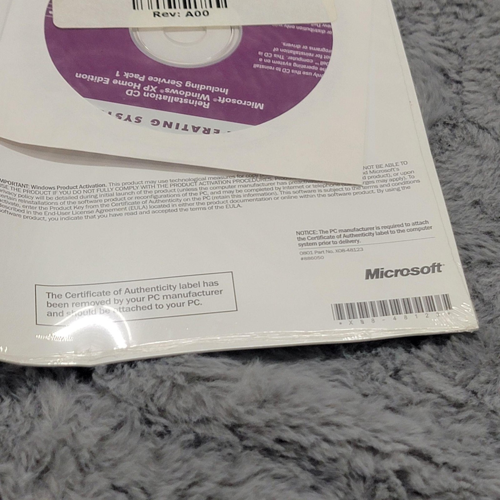 2002 Microsoft Windows XP Home Reinstallation CD Dell OEM SP1 OS