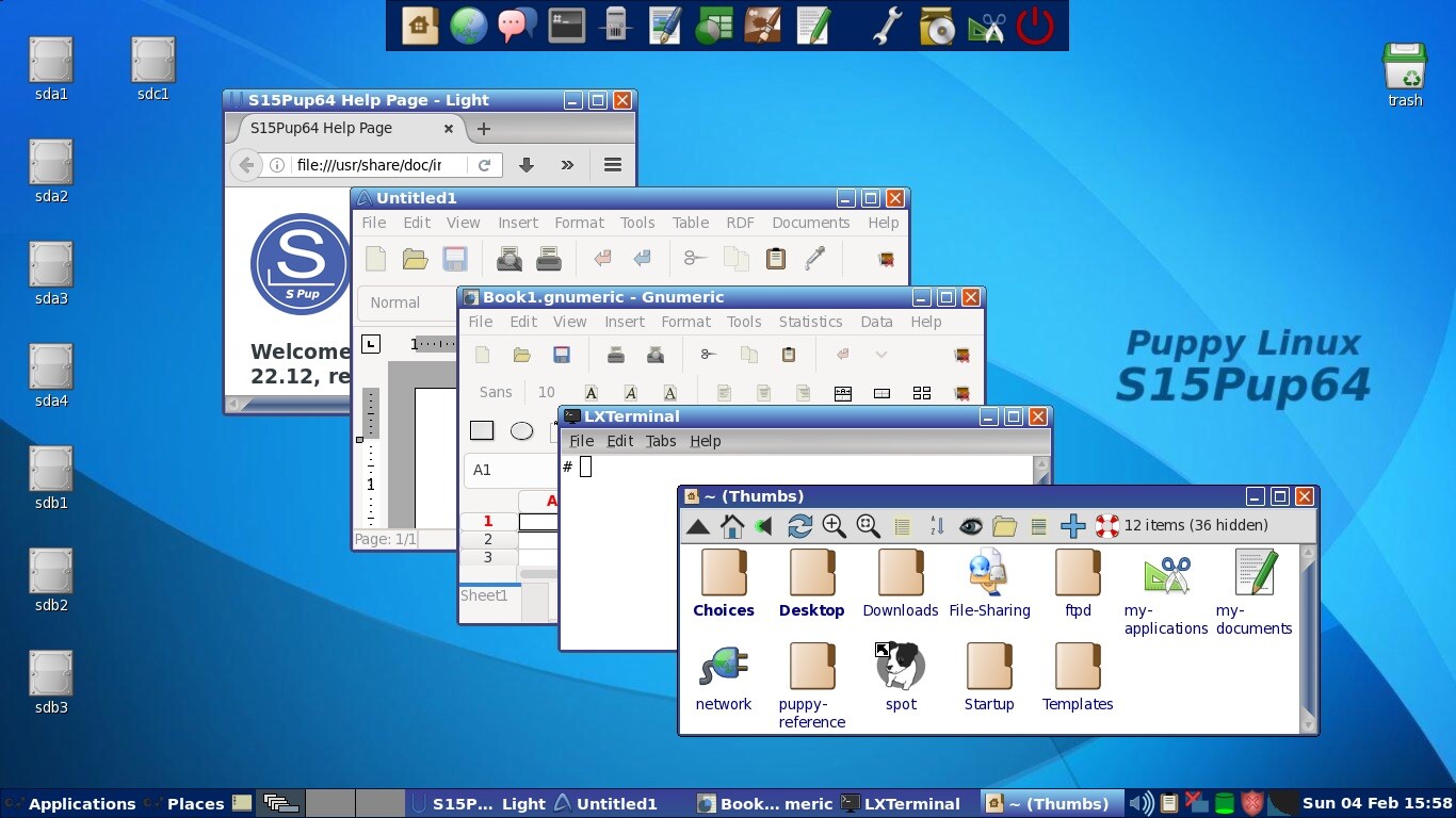 Puppy Linux S15Pup64-22.12 and S15Pup32-22.12 32+64bit Bootable Live Install USB