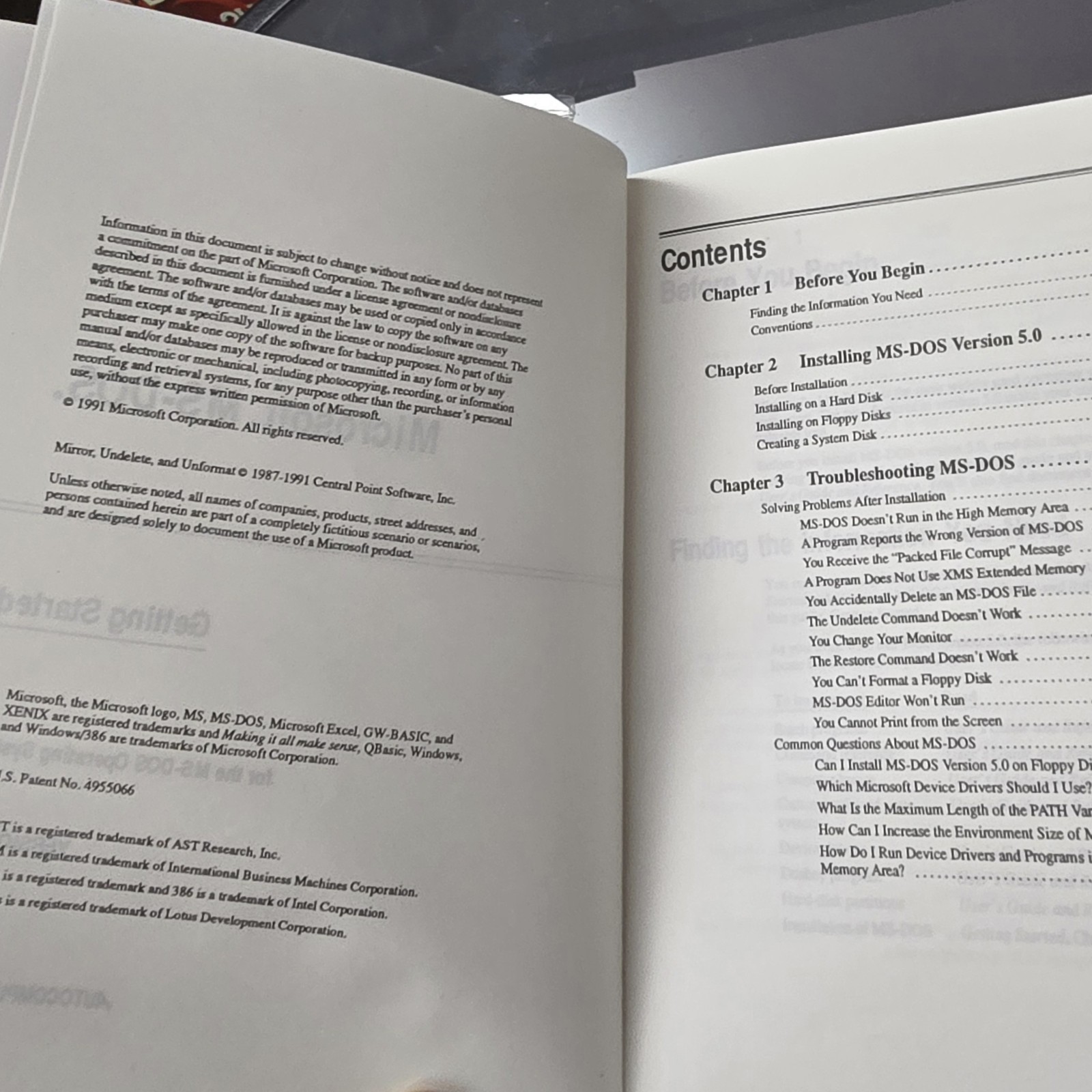 AUVA Microsoft MS-DOS Operating System version 5.0 Getting Started User’s
