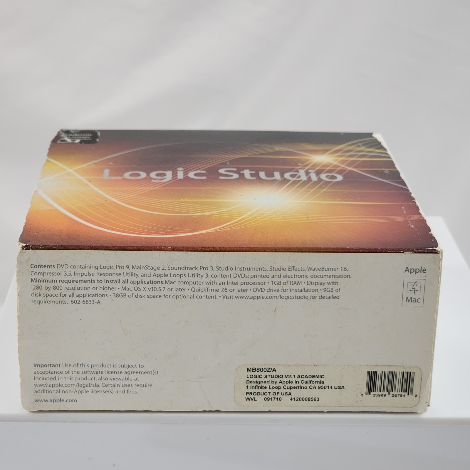 Apple Logic Studio 9 V2.1 Suite DVD 9 Disc Retail MB795Z/A Mac OS Academic