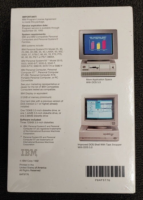 DOS 5.0 For IBM Version 5.00.1 Full DOS Upgrade Sealed in Plastic