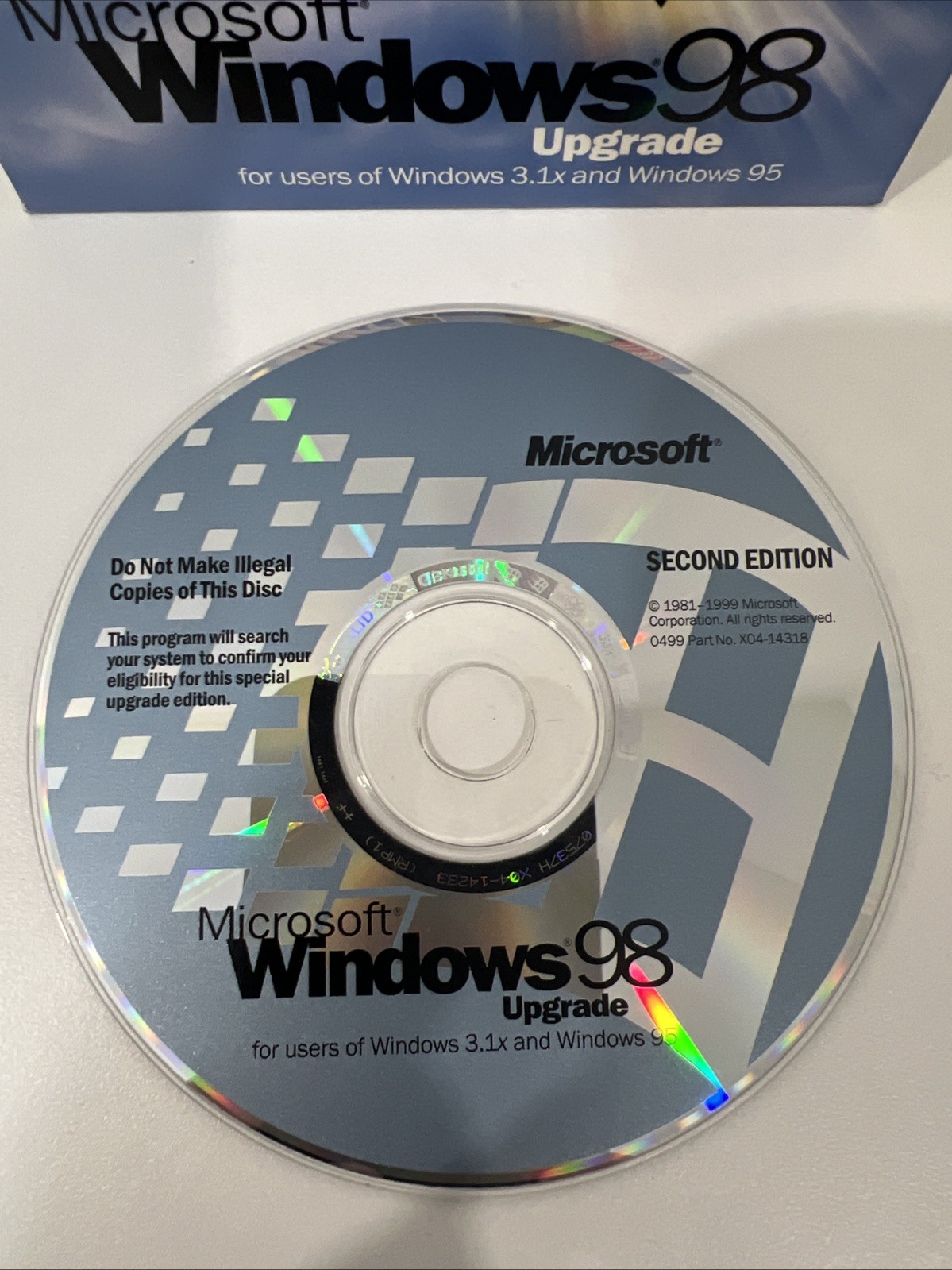 Microsoft Windows 98 CD-ROM 2nd Second Edition Upgrade