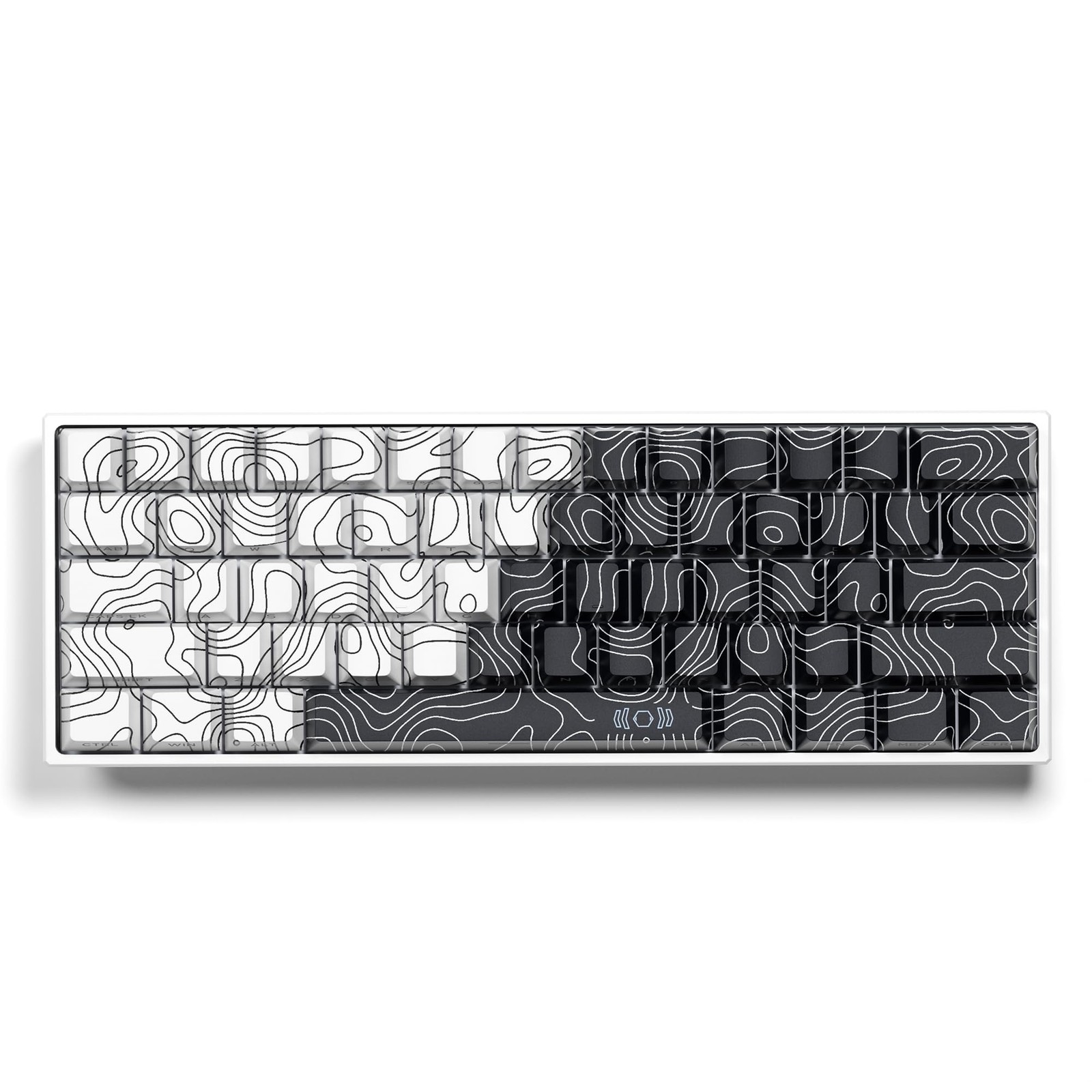 XVX Topographic PBT Keycaps, Shine Through Keyboard Keycaps, White/Black Cher…
