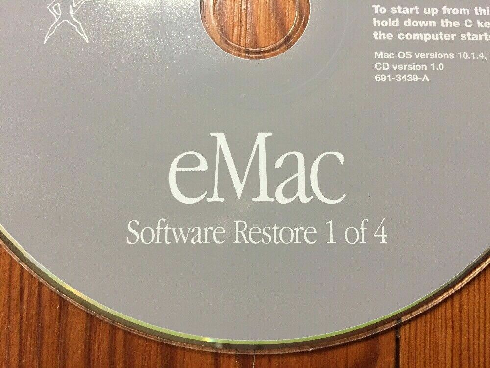 2002 Macintosh eMac System Software Restore Puma Mac OS 10.1.4 9.2.2 CD Discs
