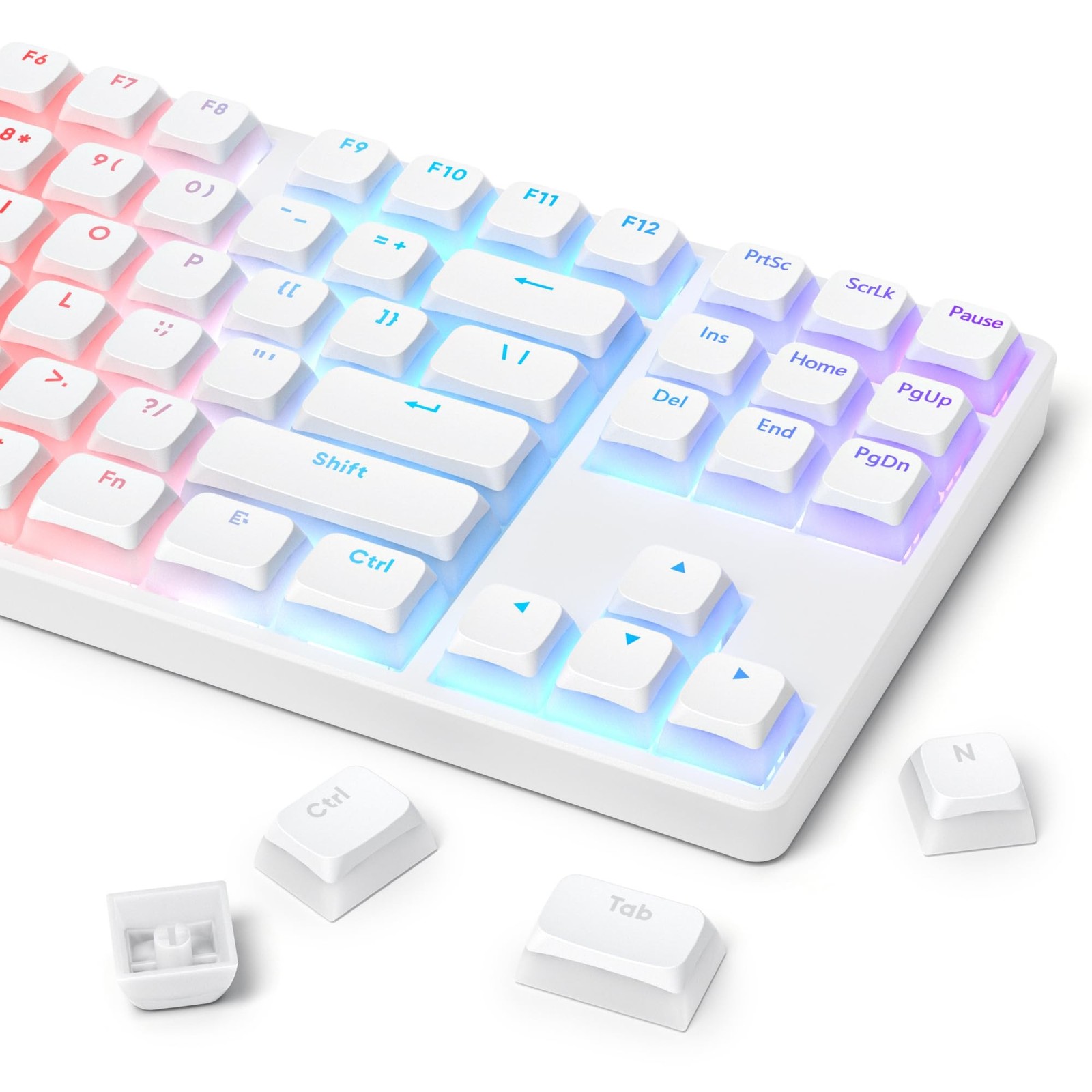 White Pudding PBT Keycaps, 117 Key XDA Profile Key caps, Custom Keyboard Keyc…