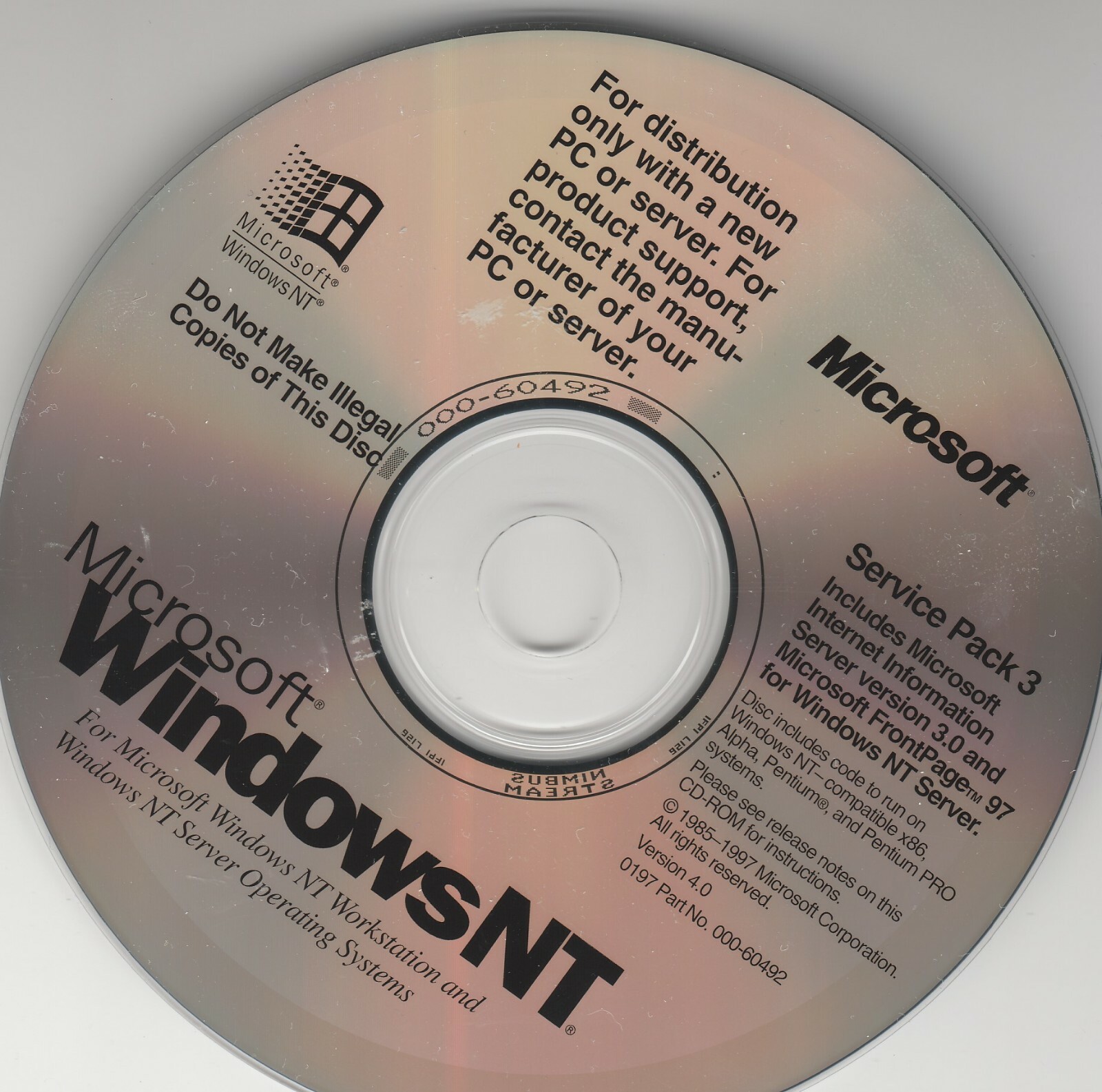 Microsoft WindowsNT Workstation & Server Operating System ~ Service Pack 3 ~ CD-