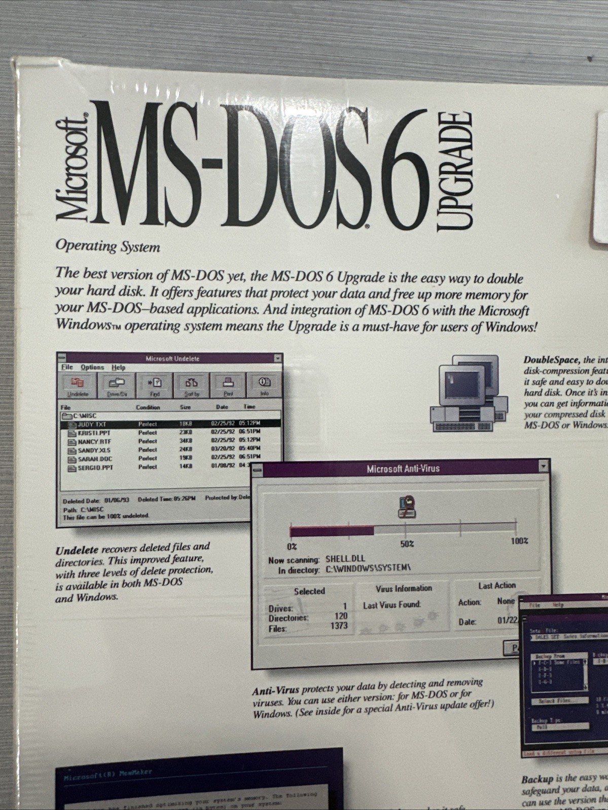 Vintage Microsoft MS-DOS 6.0 Upgrade Operating System 3.5″ Disc Sealed NOS