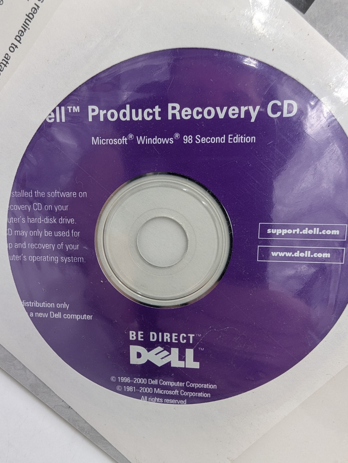 Getting Started Microsoft Windows 98 Second Edition for Dell PC – CD & Booklet