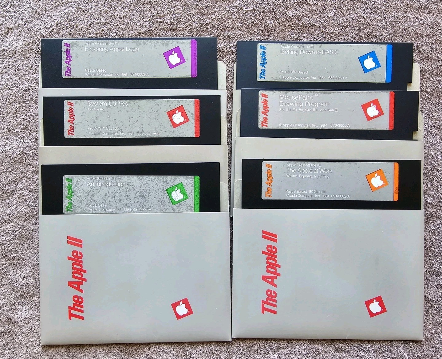 Apple IIc System Utilitites MousePaint &More ~ Set of 6 1984 Floppy 5.25″ Disks