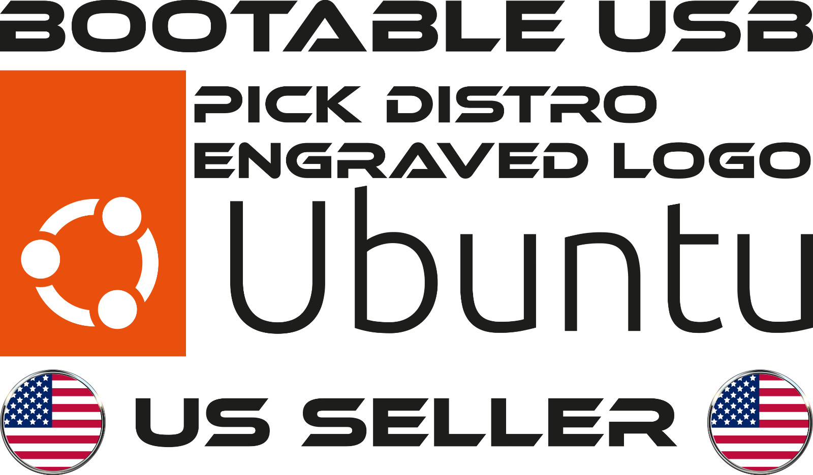 Engraved Linux Boot USB – Ubuntu Desktop, Server, Kubuntu, Xubuntu, Studio, MATE